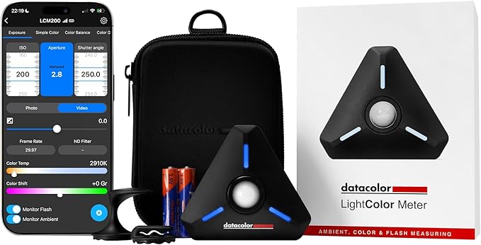 Datacolor LightColor Meter - Bluetooth-Enabled Light & Color Temperature Meter for Photo, Video, and Cinema - Continuous Real-Time Data Streaming - Portable, Compact, Drop-Resistant
