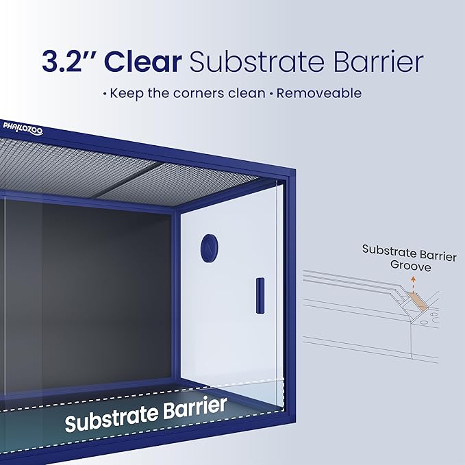 Phailozoo 120 Gallon Bearded Dragon Tank,48" x 24" x 24" Reptile Tank with Sliding Door Top Screen Ventilation, Front Opening Reptile Enclosure for Easy Maintenance