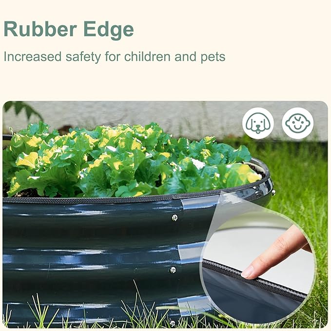 7x3ft Grey Oval Metal Raised Garden Bed - 12" Deep Galvanized Outdoor Planter Box for Vegetables/Flowers, Heavy Duty Rust-Proof Design (Weatherproof & Easy Assembly)