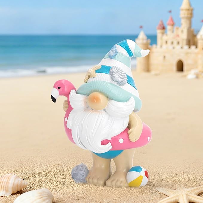 Hodao Ocean Elf Figurines with Seashell & Conch – Coastal Nautical Beach Elf Decor for Coastal Living Room, Ocean Themed Home Tabletop Decoration, Gift for Retirees & Ocean Enthusiasts (Blue-2)