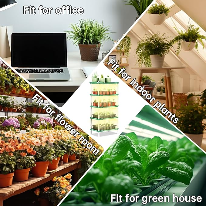 5-Tier Seed Starter Tray Plant Stand with Grow Lights Full Spectrum Sunlike Plant Light for Indoor/Greenhouse Small Plant Pots, Cell Trays, Succulents, Seedlings Gardening