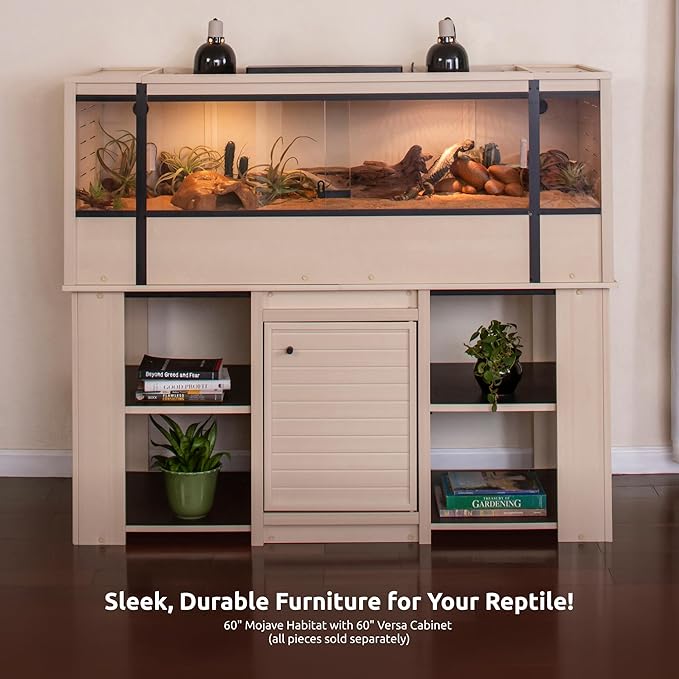 New Age Pet ECOFLEX 60" Wide X-Large Reptile Habitat, Mojave Lounge for Snakes, Tortoises & Lizards in Maple, Black & Grey, Easy Assembly, Sliding Glass Doors & Mesh Top