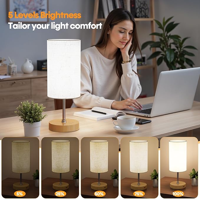 NIORSUN Light Therapy Lamp,10000 Lux Sun Lamp with Remote,3 Color Temperatures & Stepless Dimming,Happy Sunlight Lamp with USB C & A Ports,UV-Free Full Spectrum Light for Home, Office
