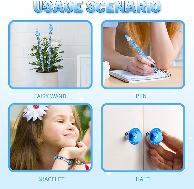 158 Pcs DIY Fairy Wand Garden Stakes Kit,Multiple Color Scheme European Beads Crystal Diamond Tops and 12 or 10 Inch Threaded Rods,Stainless Steel Stakes with Diamond Toppe (Red)