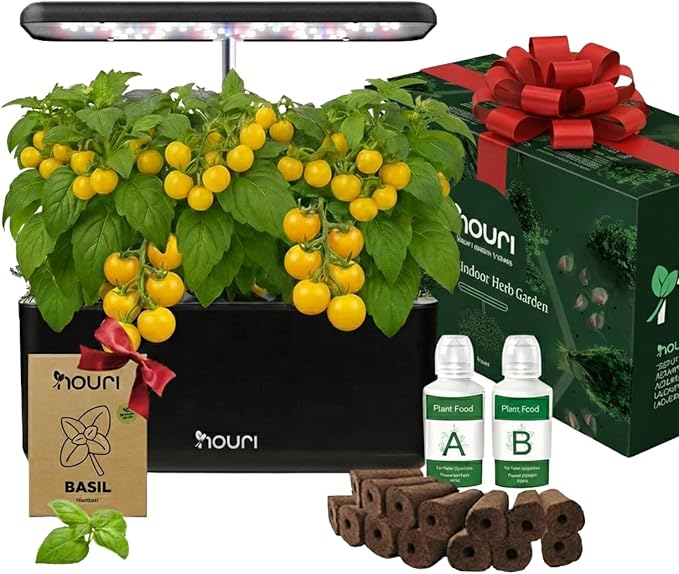 Nouri 7 Pod Smart Garden for Home Cooks | w/Heirloom Basil | Hydroponics Growing System | LED Grow Lights | Indoor Herb Garden Kit | Herb Growing Kit Indoors for Plant Lovers, Gardeners, Kitchen