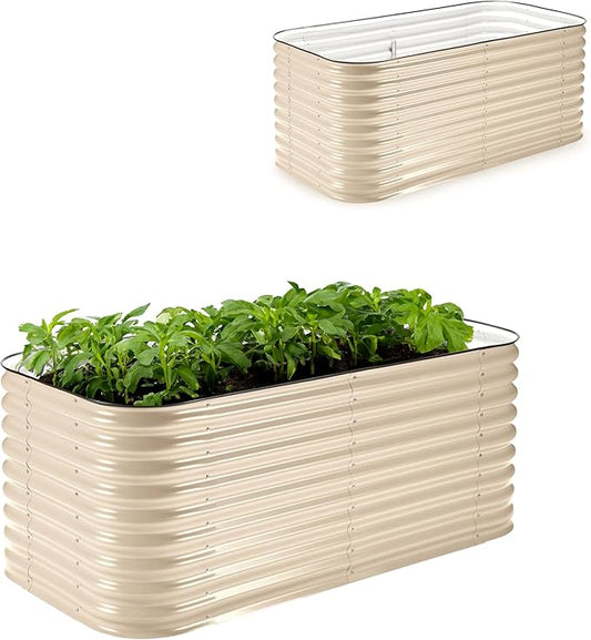 Epic Gardening 6-in-1 Modular Galvanized Raised Garden Bed Kit, 29" Tall Metal Planter Box, Durable Aluzinc Steel Raised Garden Bed Outdoor for Vegetables, Herbs, Flowers & Fruits - Medium Light Clay