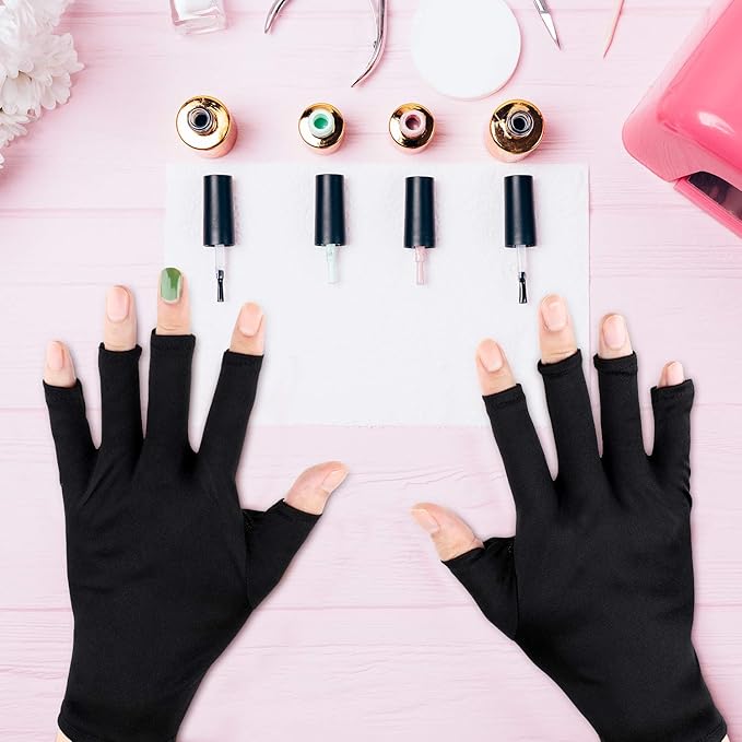 Syhood 3 Pair UV Gloves for Nail Lamp Upf50+ UV Fingerless Protection Glove for Gel Manicures Art Protect Hand from Nail Lamp