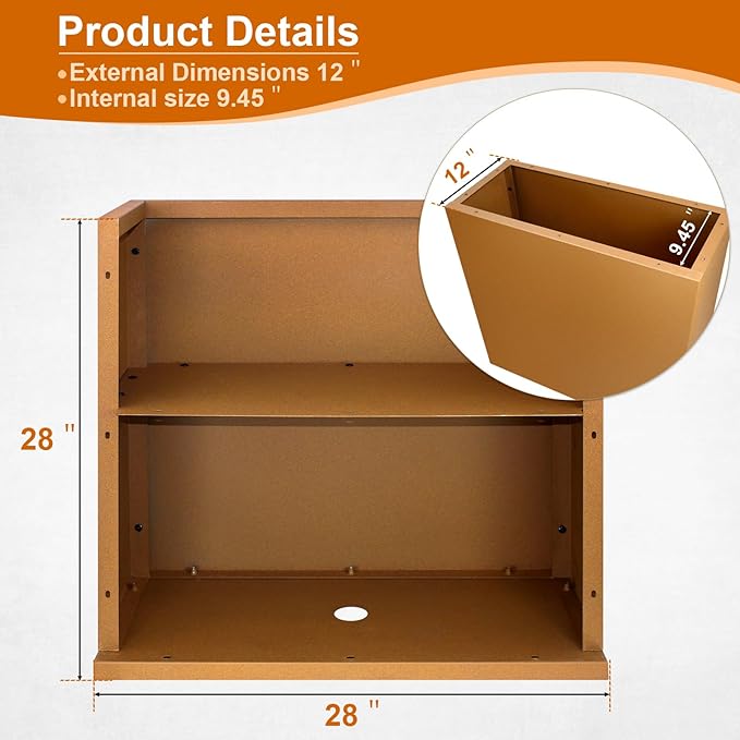 Meyoppm Corten Steel Planter Box 28"x12"x28", Rustic Metal Planter with Partitions & Drainage Holes, Frost Rust Resistant Heavy Duty Planter for Patio Garden Indoor Outdoor Commercial Decor
