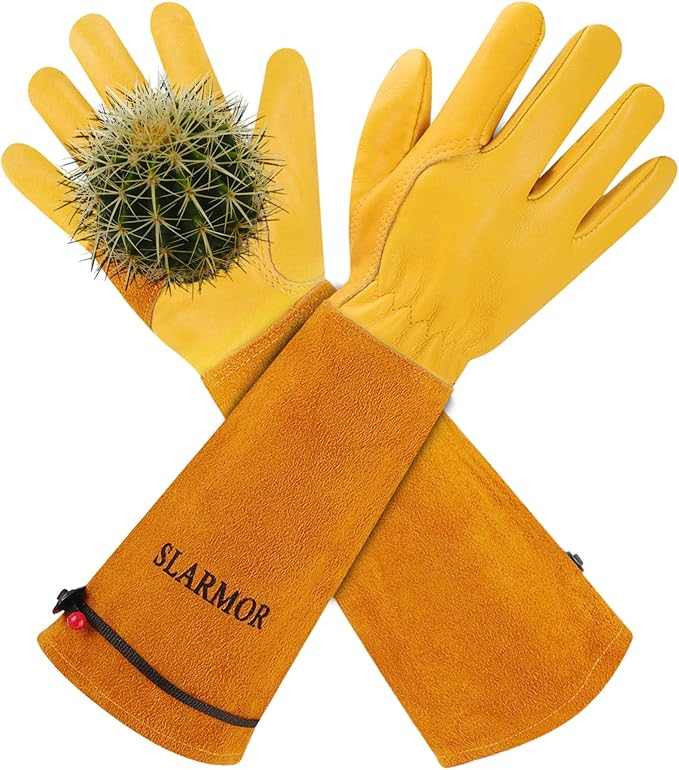 SLARMOR Long Gardening-Gloves Women/Men-Thorn proof Rose Pruning Heavy Duty Gauntlet, Best Garden Gifts for Gardener-L