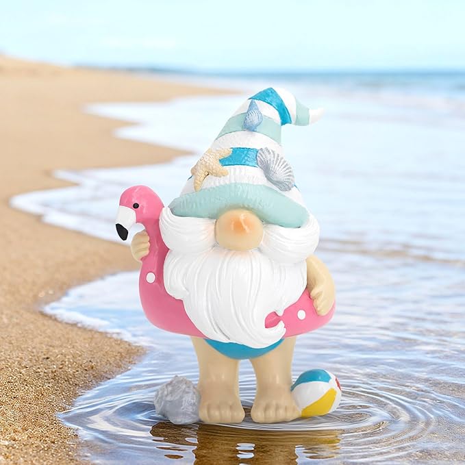 Hodao Ocean Elf Figurines with Seashell & Conch – Coastal Nautical Beach Elf Decor for Coastal Living Room, Ocean Themed Home Tabletop Decoration, Gift for Retirees & Ocean Enthusiasts (Blue-2)