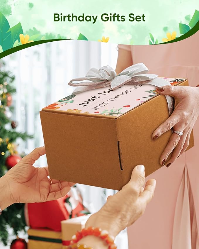 TAOVEEK 4 PCS Plants Lovers Gifts for Women, Plant Lady Mom Gardening Gifts for Birthday Christmas, 16oz Glass Cup Canva Tota Bag Plant Keychain Socks Gift Box