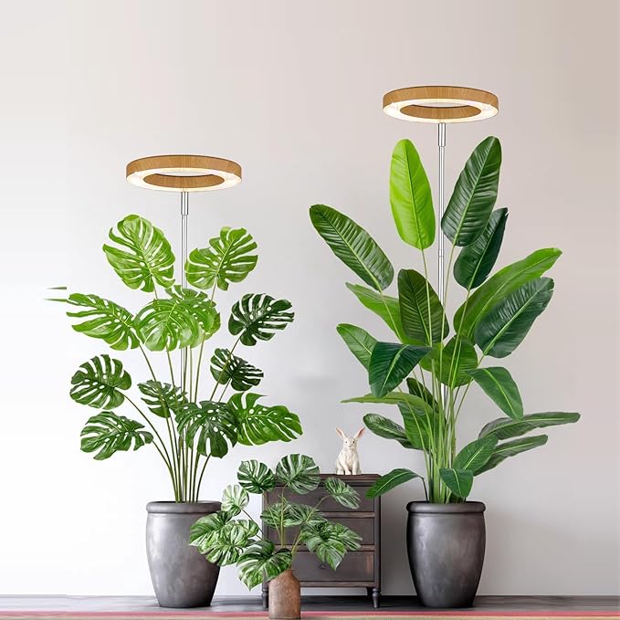 yadoker Plant Grow Light, LED Growing Light Full Spectrum for Indoor Plants,Aluminum Wood Grain Plant Lights,Height Adjustable, Automatic Timer, 5V Low Safe Voltage