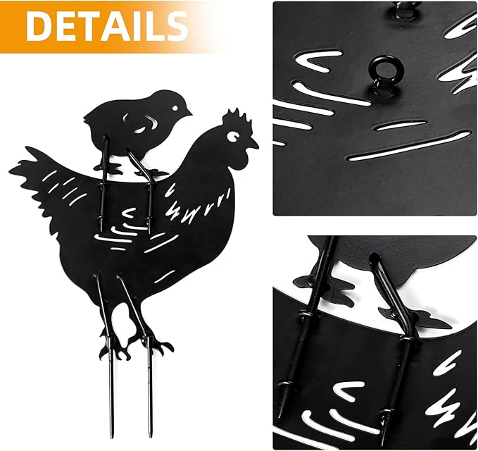 TT & MM Christmas Chicken Gifts for Women/Men,Metal Chicken Yard Decor 3 Pcs Rooster Decorations Garden Stakes,Hen/Chicks Silhouette Statues for Yard Art,Backyard,Patio,Lawn,Outdoor Decor