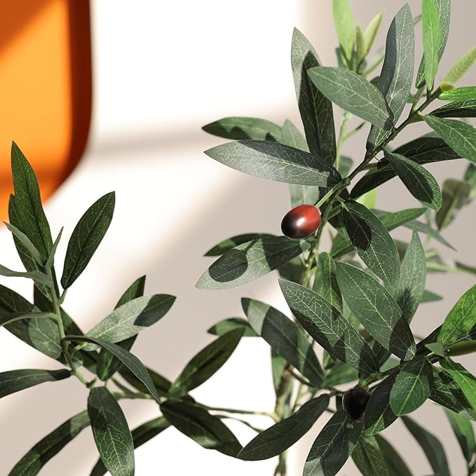 VeriNatural Olive Trees Artificial Indoor, 7Ft Faux Olive Tree, Tall Artificial Olive Plants,Fake Silk Tree in Pot with Olive Branch & Fruit, Home Office Modern Decor Gift for Housewarming 1Pack