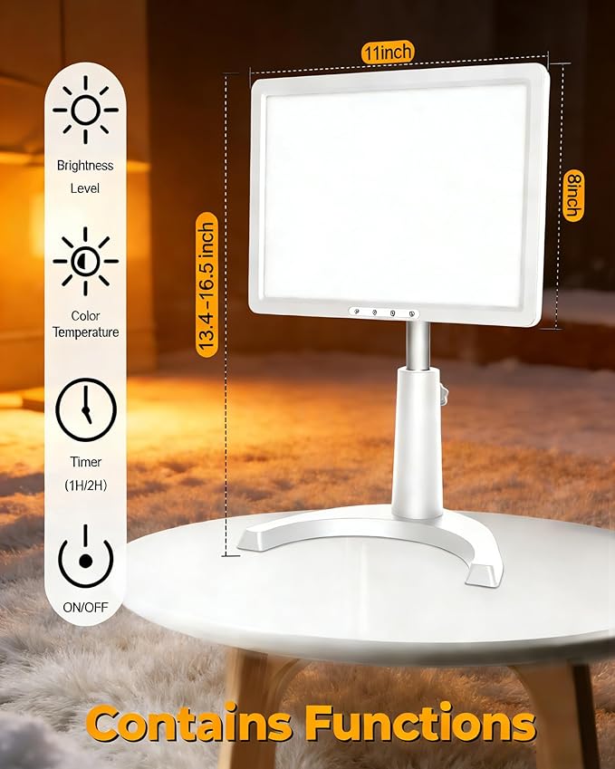 MirthSip 10000 Full Spectrum, UV-Free Light LED Sunlight Lamp with 3 in 1 Mount, Timer & Adjustable Brightness, Portable, Daylight for Office Reading Morning Routine