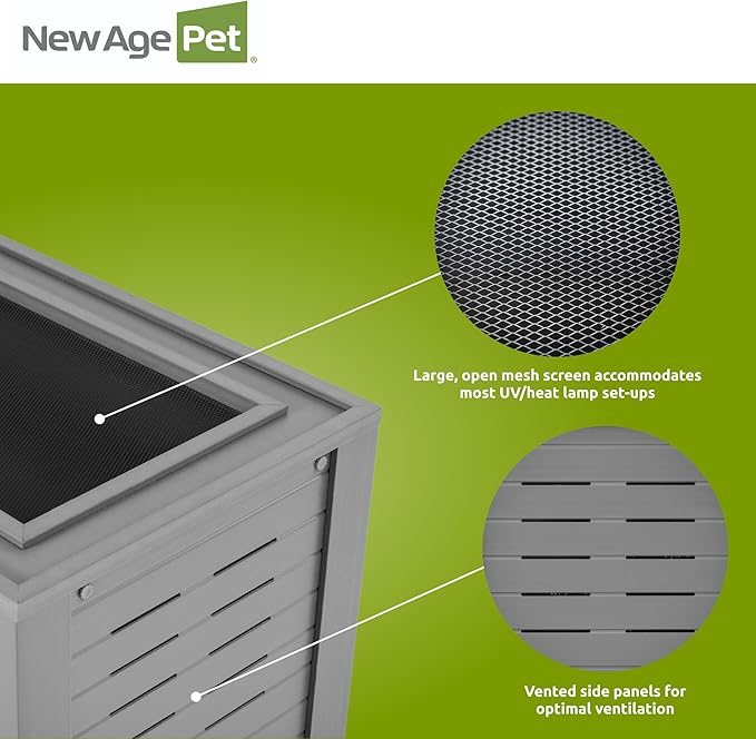 New Age Pet ECOFLEX Small 24" Reptile Habitat Enclosure, Glass Front Terrarium for Snakes, Lizards & Tortoises, in Maple or Grey, Easy to Clean, Front Access Design