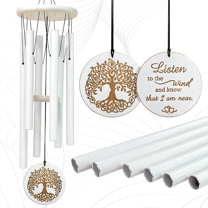 Aoedelyart Tree of Life Wind Chimes Outdoor Clearance WindChimes for Loss of Loved One,33" Memorial/Sympathy Gifts for Friend/Mother/Father,Wind Chimes for Outside Garden,Home,Yard Decor(White)