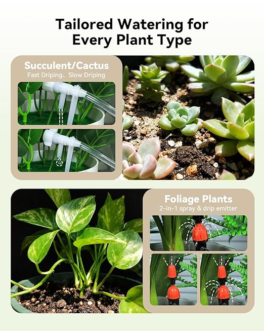 BAOSHISHAN Automatic Plant Waterer Indoor with Upgraded 2-in-1 Spray&Drip Emitter, Vacation Plant Watering Device with Programmable Timer, Indoor Plant Watering System for 15 Plants, Balcony Patio Use