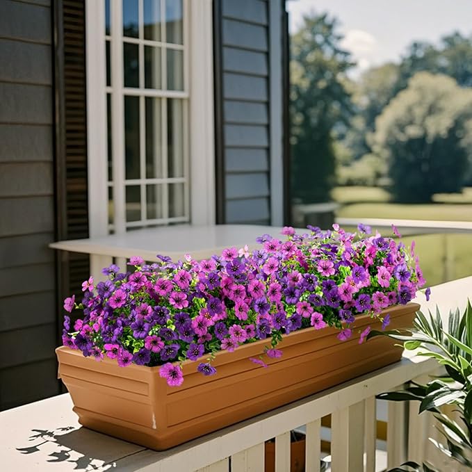 ZFProcess Artificial Flowers Faux Plants Outdoor Fake Flowers Spring Decor,12 Bundles Realistic Plastic Plant Colorful Daisy UV Resistant for Porch Patio Home Yard Garden Window Box Pot Planters