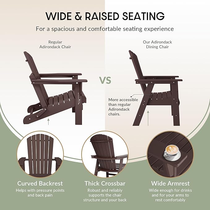 WestinTrends Dylan Dylan Outdoor Patio Shell-Back Adirondack Dining Chair Weather Resistant Dark Brown