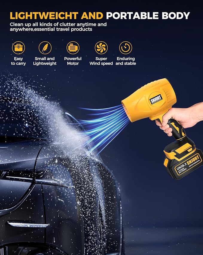 Leaf Blower Cordless with Battery and Charger, 980,000 RPM, Extended Nozzle, Lightweight Handheld,Blower for Patio Cleaning,Leaves and Dust,Birthday Gifts for Men Dad Husband