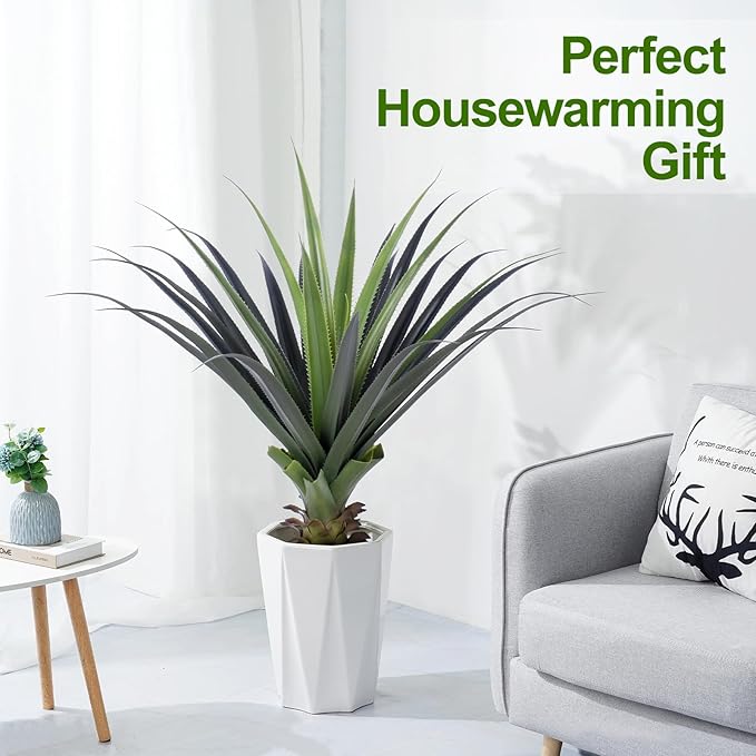3ft Artificial Spiked Agave Plant, 36" Faux Agave Plants Indoor Small Floor Plant Perfect for Front Porch, Patio, Indoor Outdoor Home, Office Decor (Set of 2)