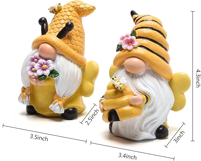 Hodao Spring Garden Gnomes Decorations Honey bee Gnome World Bee Day Decorations Gifts -Swedish Dwarf Figurine Table Summer Honey Bumble Bees Gnomes Decorations for Home