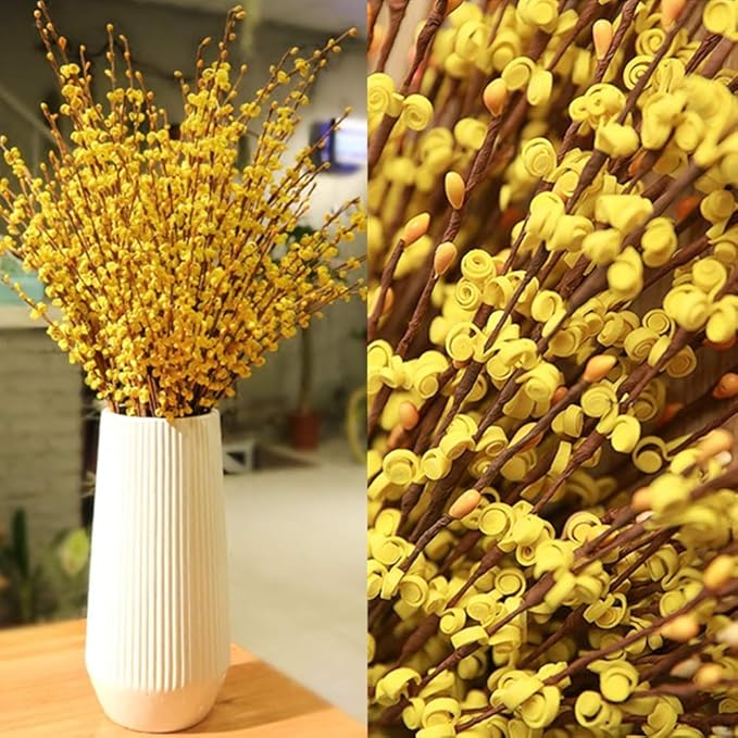 5 Pcs 29.5" Long Jasmine Artificial Yellow Flowers Fake Jasmine Flowers Bouquet Fall Stems for Vases Home Office DIY Floral Art Wedding Party Dried Fall Branches