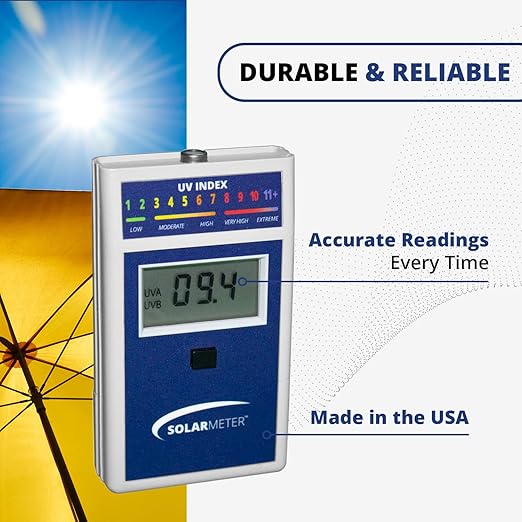 Solarmeter Model 6.5 UV Index Meter, Handheld Digital Radiometer for Measuring Ultraviolet Light, Measures 280-400 nm with Range from 0-199.9 UV Index, Made in USA