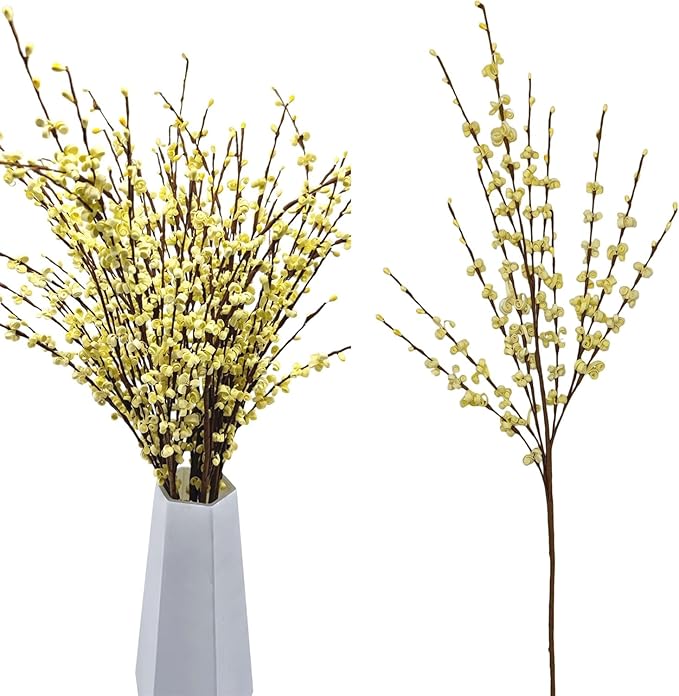 10 Pcs 29.5" Long Jasmine Artificial Flowers Yellow Flowers Long Stem Artificial Stem for Tall Vase Home Office DIY Floral Plant Wedding Dried Fall Flower Party Vase Decoration (Macaron Yellow)