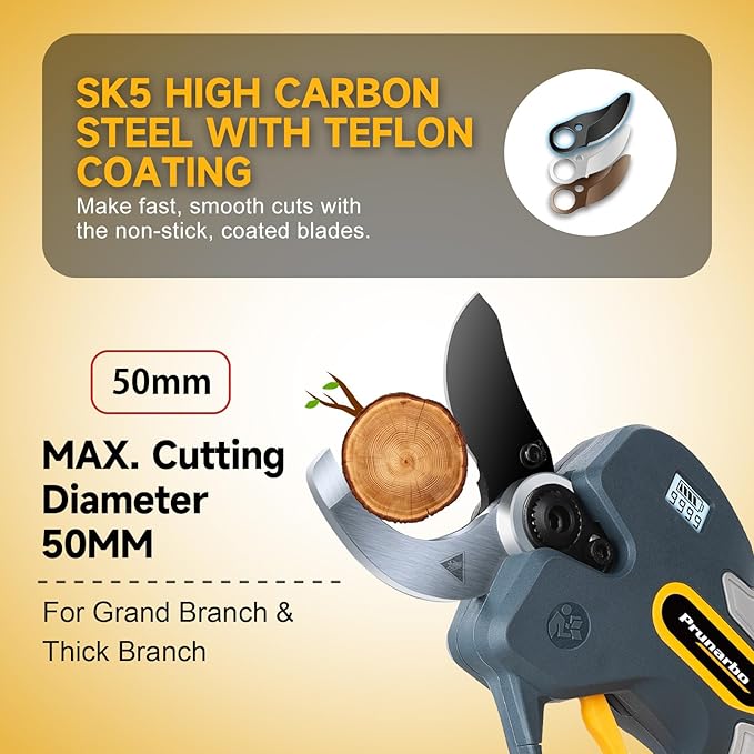 2 In 1 Pole Pruning Shears 2.0 Inch Cutting Diameter Compatible with Makita Battery Secateurs Japanese SK5 Blade 2 * 4000mAh Batteries Electric Pruner Extended To 8.2ft