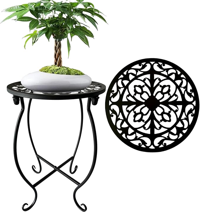 EKINIYAR Plant Stand Indoor Outdoor, Metal Plant Stand for Indoor Plants Iron Art Flower Pot Holder Stand Decoration Shelf Racks for Single Planter Use in Garden Patio Corner 1 Count