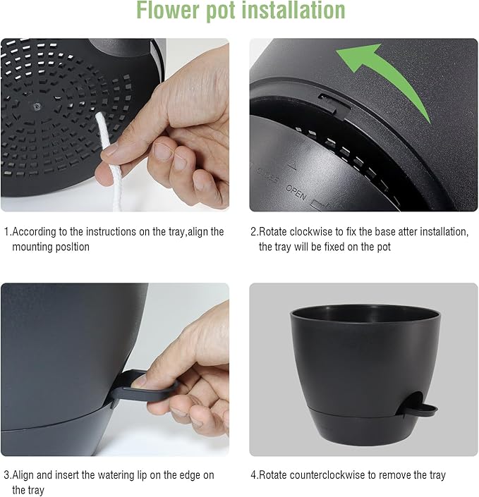 WSMKSZ 12 inch Large Self Watering Pots, Flower Plant Pots with Multi Mesh Drainage Holes for Indoor Outdoor Garden Plants and Flowers, Plastic Planters with Removable Deep Reservoir, Black
