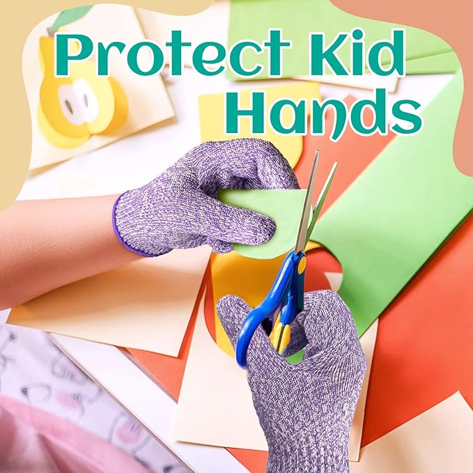 Evridwear Cut Resistant Gloves for Kids 4-6 Years, Level 5 Protection Cutting Gloves Food Grade for Cooking, Whittling, Wood Carving, Gardening and DIY