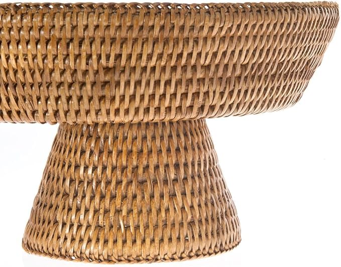 KOUBOO La Jolla Rattan Fruit Bowl, Decorative Kitchen Basket, Wicker Storage Bowl for Fruit, Vegetables, Modern Home Decor, Serving Platter, Small Scalloped Tray, Honey Brown