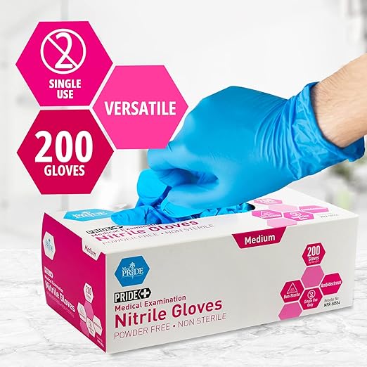 Medpride Medical Examination Nitrile Gloves, X-Large, Blue, Latex/Powder-Free, Non-Sterile, 180 Count