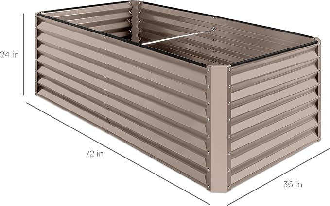 Best Choice Products 6x3x2ft Outdoor Metal Raised Garden Bed, Deep Root Box Planter for Vegetables, Flowers, Herbs, and Succulents w/ 269 Gallon Capacity - Taupe