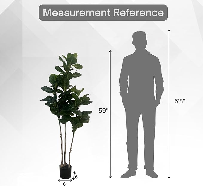 XBrand 59.1" Artificial Fiddle Leaf Fig Tree