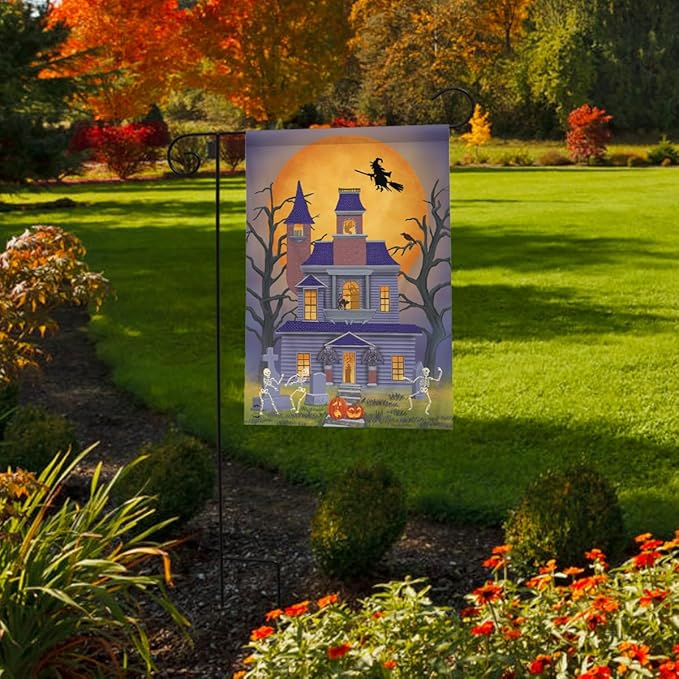 Briarwood Lane Haunted House Party Halloween Garden Flag