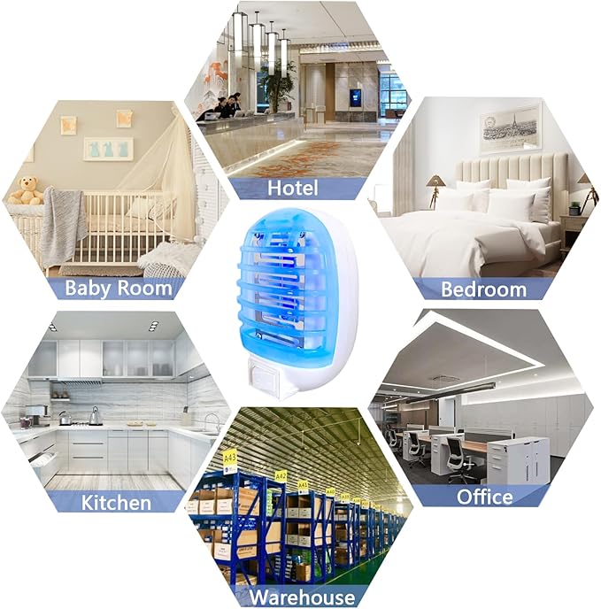 Bug Zapper Indoor,Fly Traps,Flying Insects,Electronic Insect Killer Fly Insect Trap Plug-in Mosquitoes Killer Mosquito Zapper with Blue Lights for Living Room,Kitchen,Bedroom,Office(1Pack)