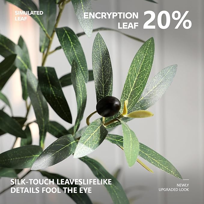 VeriNatural Artificial Olive Tree 8FT Faux Plant Home Decor - Large White Pot with Lifelike Silk Leaves, UV Resistant & No Maintenance - Indoor Outdoor Fake Tree for Modern Office Living Room,VN206