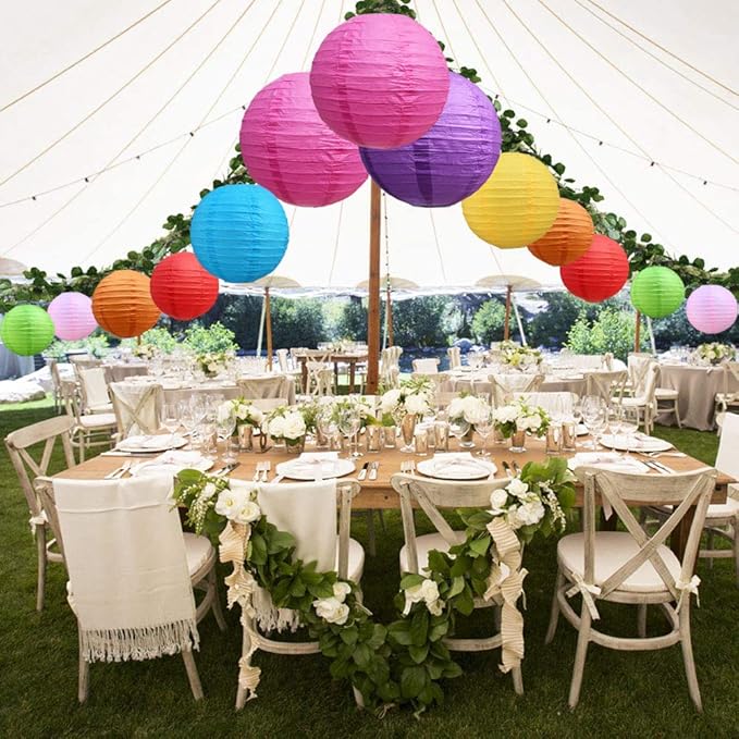 BEISHIDA 16Pcs Colorful Paper Lanterns Multi-Color Chinese/Japanese Hanging Round Paper Lanterns for Wedding, Birthday, Baby Shower, Classroom,Party,Home Decoration(Size of 4”, 6”, 8”, 10”)