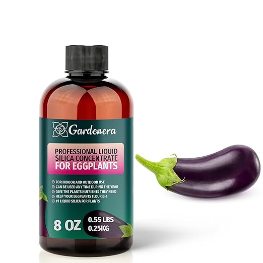 𝐏𝐑𝐄𝐌𝐈𝐔𝐌 Liquid Silica Plant Supplement - 8oz (250mL) - EGGPLANTS Plants Liquid Silica Boost Fertilizer - Stronger Stems & Healthy Leaves for Indoor & Outdoor Eggplants Plants (Makes 45 Gallons)