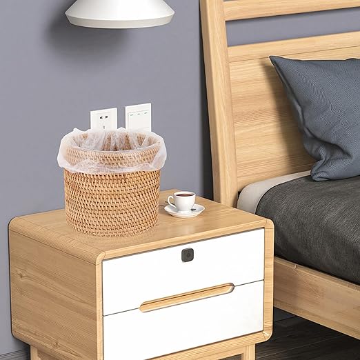 Sumnacon Mini Wicker Trash Can Cute Round Waste Basket for Bedroom Desktop Natural Rattan Trash Can for Bathroom,Office,Kitchen Versatile Woven Trash Cans for Paper Waste,Plant,Flower
