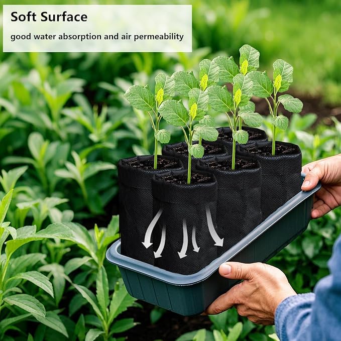 Belit 50 Pcs 13.5" H Deep Nursery Grow Bags, Non-Woven Plants Pots Container for Starting Deep Rooted Plants Vegetable, Flower, Seedling Tree, Black