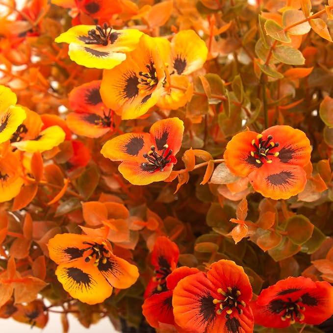 Grunyia 12 Bundles Artificial Flowers Outdoor Fake Fall Flowers for Outside Decoration UV Resistant Plastic Faux Plants for Garden Window Porch Balcony Fall Wedding Thanksgiving Decor(Mix)