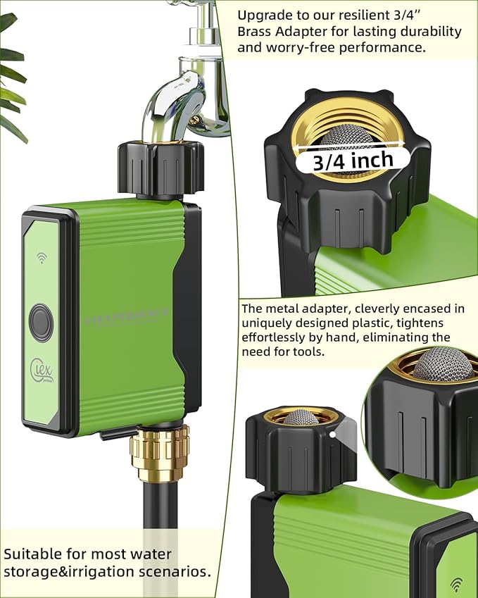 GIEX ZIGBEE Sprinkler Timer GX-02,Built-in Flow Meter, Smart Irrigation Garden Hose Watering Controller Work with TUYA APP and Smart Life APP