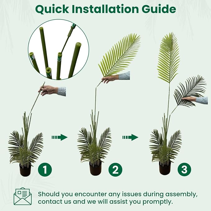 FloraFairy 6FT Tall Artificial Palm Trees, Potted Plant (2 Pack) Tropical Areca Palm, UV Resistant Indoor/Outdoor Fake Plant in Black Cement Pot, Realistic Decor for Patio, Living Room, Office