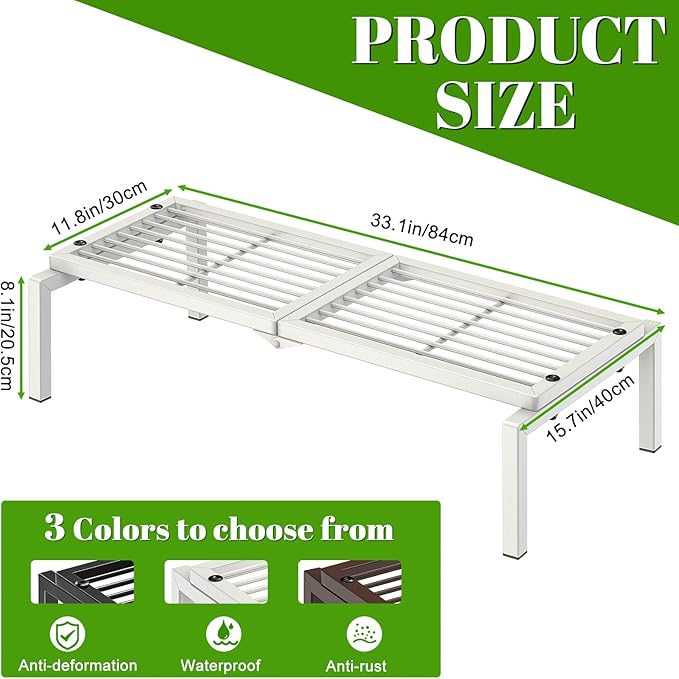 Gouisalin 1 Tier Metal Plant Stand Indoor Outdoor, Potted Multiple Flower Pot Holder Rack Plant Shelf, Heavy Duty Planter Display Shelving for Patio Balcony Garden Living Room Decorative (White)