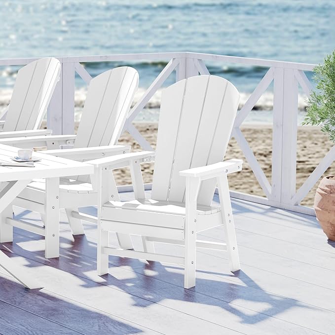 WestinTrends Malibu Malibu Outdoor Patio HDPE Plastic Adirondack Dining Chair White